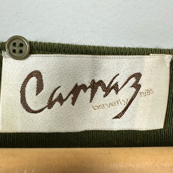 Green Ribbed Vintage Carraz Beverly Hills Embellished Sweater - Picture 9 of 9